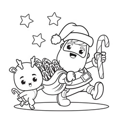 coloring book christmas day with santa claus and cute deer(25)