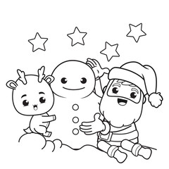 coloring book christmas day with santa claus and cute deer(27)