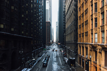 Downtown street view of Chicago