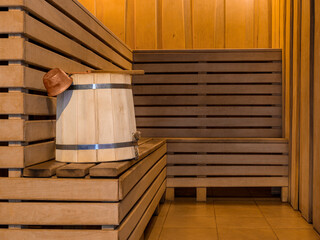 Sauna accessories in steam room