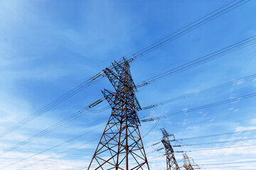 power line in the sunlight / bright abstract photo of the industrial zone