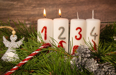 Advent wreath with two lit candles on the second Sunday