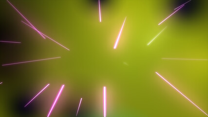 Glowing Multi color neon laser lines Shining particles string flow, colored Backdrop illustration...