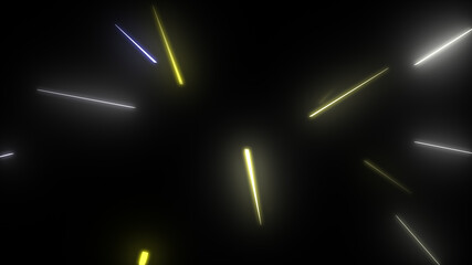 Naklejka premium Glowing Multi color neon laser lines Shining particles string flow, colored Backdrop illustration background for your web design, banners, titles and texts.
