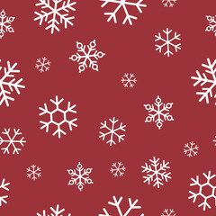 Naklejka na ściany i meble Snowflake vector. Snowflake seamless pattern on a red background. Vector Christmas template. Christmas seamless pattern. Winter snowflakes