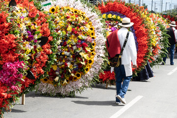 Silleteros parade at the Flower Fair.
