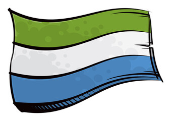 Painted Sierra Leone flag waving in wind