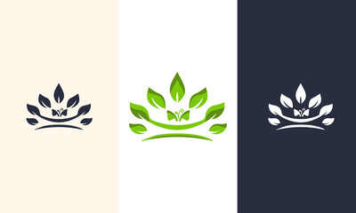 Yoga vector logo design with leaf icon, Gym Logo Ideas & Fitness Logo Designs