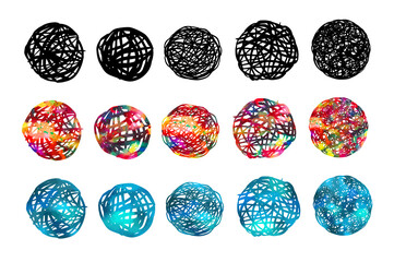 A set of balls of thread. A Multicolored ball of lines. Vector illustration