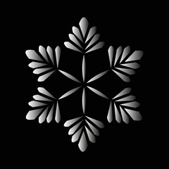 Snowflakes white on a black background. Beautiful winter stencil pattern for winter holidays. 