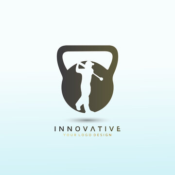 Golf fitness logo with dumbbell icon, Fitness Logo Images, Stock Photos & Vectors