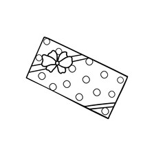 Gift box with bows and ribbons vector illustration simple outline hand drawn style for St Valentine love and emotions holiday party accessories, family celebrations decor