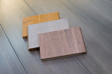 three bamboo flooring samples