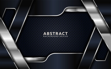 Abstract Dark Background Combine with Silver Lines Shapes. Vector Illustration Design Template Element.