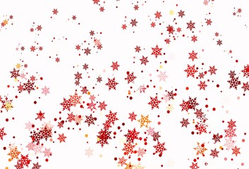 Light Red, Yellow vector background with xmas snowflakes.