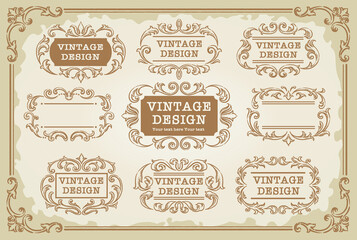 ビンテージ、アンティークな装飾フレームのベクターセット