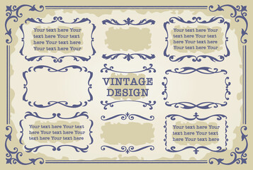 ビンテージ、アンティークな装飾フレームのベクターセット