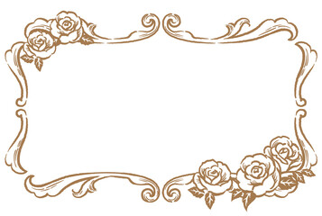 薔薇の花を使ったアンティークな装飾フレーム。ベクター素材