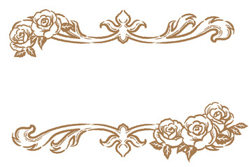 薔薇の花を使ったアンティークな装飾フレーム。ベクター素材
