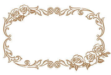 薔薇の花を使ったアンティークな装飾フレーム。ベクター素材