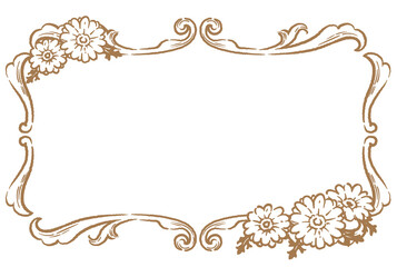 ガーベラの花を使ったアンティークな装飾フレーム。ベクター素材