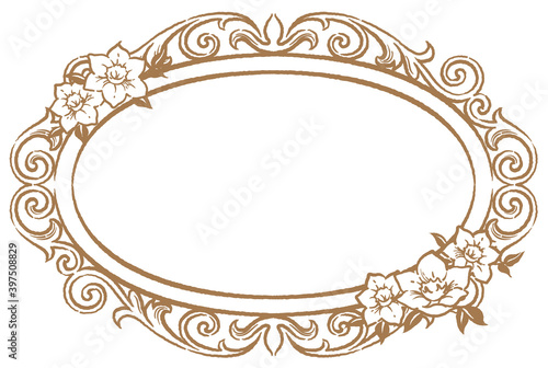 ユーチャリスの花を使ったアンティークな装飾フレーム ベクター素材 Antique Poster Antiq 夏妃 吉野