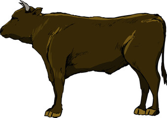 シンプルな手書きの牛のイラスト