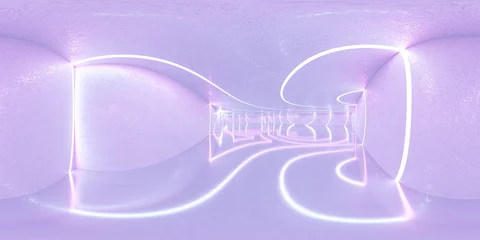 Wandcirkels plexiglas 360 panorama vr hdr stijl hal witte kamer 3d render illustratie © eliahinsomnia