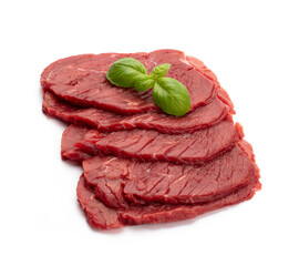 Fresh raw  steaks isolated on white background.................