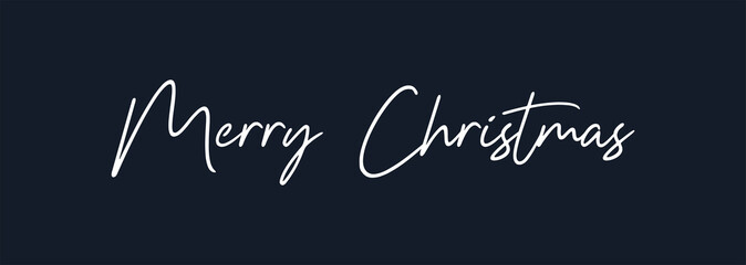 Merry Christmas Handwriting Lettering Calligraphy with White Text Color , isolated on black background. Vector Graphic Illustration for Banner, Poster, Greeting cards, Web, Presentation.