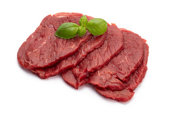 Fresh raw  steaks isolated on white background.................