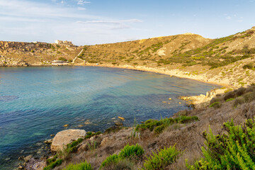 Fototapeta na wymiar Riviera beach and Qrraba bay in Malta.