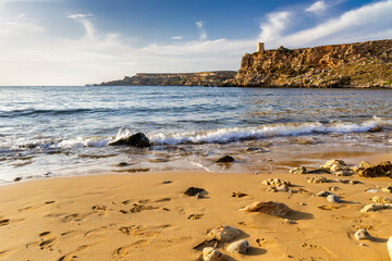 Riviera beach and Qrraba bay in Malta.