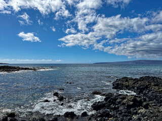 View of Kaho'olawe and Molokini off the southern coast of Maui, Hawaii