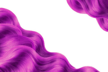 Magenta shiny hair isolated on white. Background with copy space