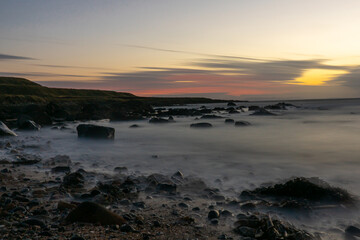 Fototapeta na wymiar Sunset and red skies over Shell Bay.