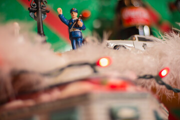 Obraz premium Police officer holiday figurine waving