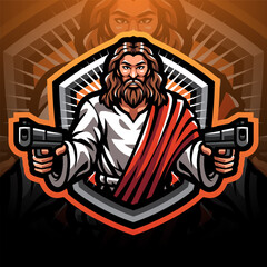 Jesus gunner esport mascot logo design  © Visink.art