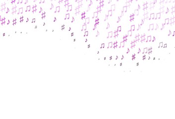Light Pink vector background with music symbols.