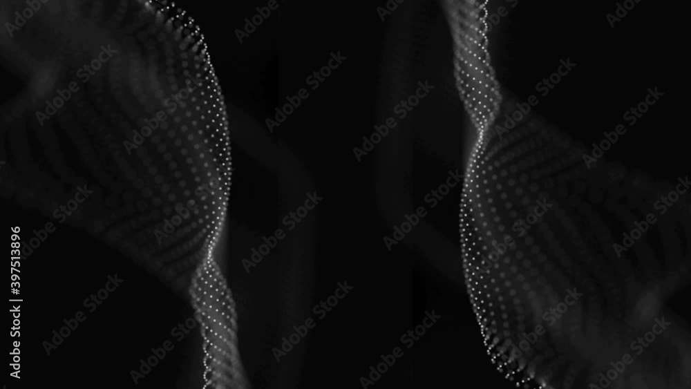 Poster digital wave of particles. global communication network concept. abstract technology background. sea