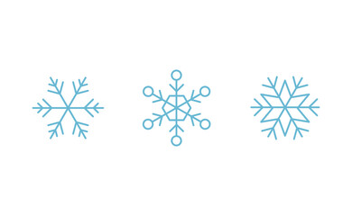 Snowflake icons. Set of snow flake linear symbols. Christmas winter time.