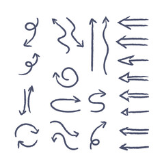 Hand drawn arrows collection. Arrow doodle set. Hand drawn graphic elements.