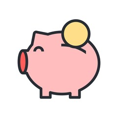 Piggy bank icon. Saving money concept. Vector illustration.