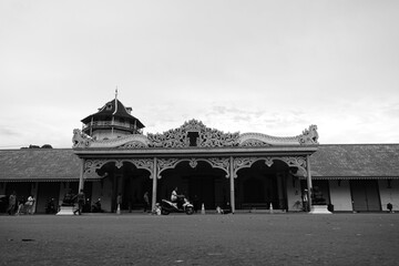 Surakarta, Indonesia- 04 November 2020; The palace of the Surakarta sultanate is black and white in...