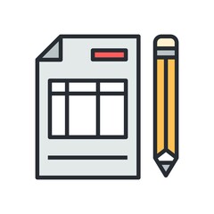 Accounting, financial statement, audit concepts. Balance sheet paper and pen. Vector illustration.