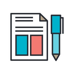 Income statement writing icon in flat style. Financial audit report, accounting sign.