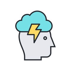 Brainstorming creative idea abstract icon. Flat vector illustration.