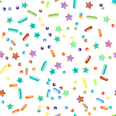 Sprinkles grainy. Seamless Pattern. Cupcake donuts
