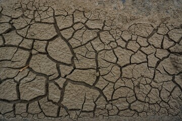 Cracked ground background looks beautiful for wallpaper, Dry soil cracked due to drought. The affected global warming makes the climate change.