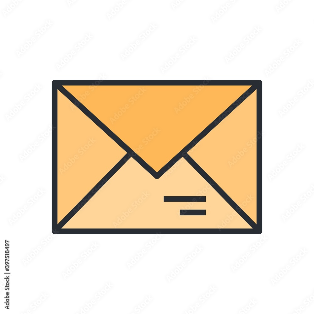 Poster envelope icon in flat design style. email, message sign.